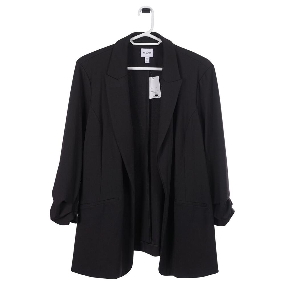NWT Nine West Blazer Size 3X Black Open Front Pockets Business Casual Jacket
